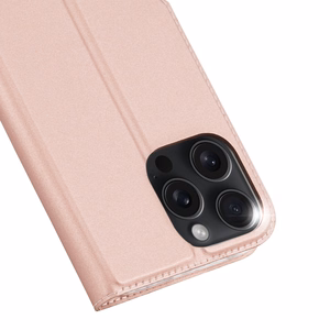 Dux Ducis Skin Pro viedtālruņa apvalks iPhone 16 Pro Max ar atveramu vāciņu un karšu nodalījumu - rozā