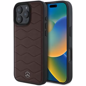 Mercedes MB Waves Ādas apvalks iPhone 16 Pro Max - sarkans