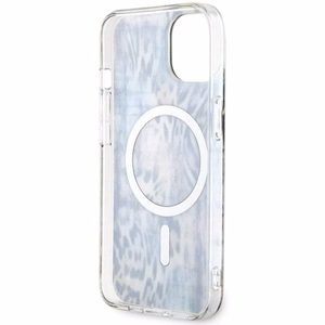 Guess Leopard Magnētiskais viedtālruņa apvalks iPhone 14 - zila