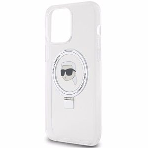 Karl Lagerfeld KLHMP15LHMRSKHH iPhone 15 Pro 6.1" balts/balts cietais apvalks ar gredzena statīvu Karl Head Magnētiskais