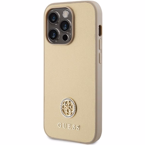 Guess GUHCP15XPS4DGPD iPhone 15 Pro Max 6.7" zelta/zelta cietais apvalks Strass Metāla Logotips