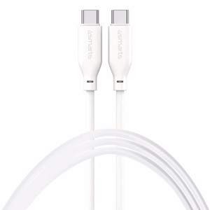 USB-C/USB-C silikona kabelis High Flex 60W 1,5 m, balts