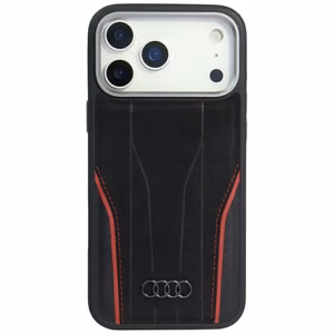 Audi R8 Genuine Leather MagSafe чехол iPhone 17 Pro Max - черный и красный