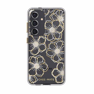 Case-Mate Floral Gems vāciņš ierīcei Samsung Galaxy S24, zelta krāsā