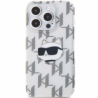 Karl Lagerfeld IML Choupette galvas un monogrammas apvalks iPhone 15 Pro Max - caurspīdīgs
