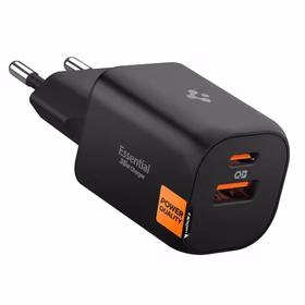 Spigen Essential EE352EU USB-C / USB-A 35W sienas ladetajs - Melns