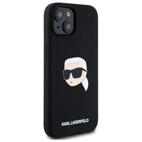 Karl Lagerfeld KLHMP15SSKHPPLK iPhone 15 6.1" melns/melns cietais apvalks Silikona Karl galvas apdruka MagSafe
