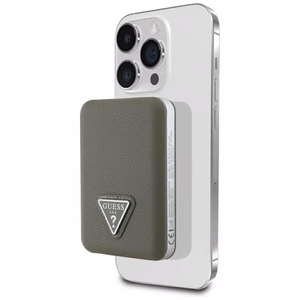 Guess Grained Triangle portatvais ladetajs ar MagSafe 5000mAh 15W USB-C - bruns