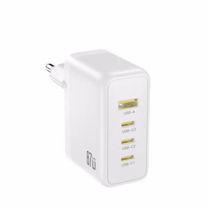 XO CE39 PD 67W sienas lādētājs, 3x USB-C, 1x USB, balts