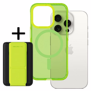 Amazing Thing Titan Pro Neon Mag maciņa apvalks 10FT IP156.7PTWGN Iphone 15 Pro Max zaļa ar statīvu
