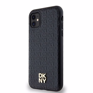 DKNY Leather Monogram Pattern Metal Logo MagSafe Чехол для iPhone 11 / Xr - чёрный
