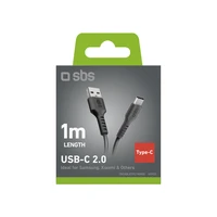 SBS TECABLETYC1KPOS USB-A - USB-C kabelis 1m - melns