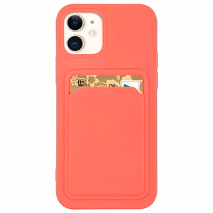 Karteņu apvalks silikona maks ar karšu nodalījumu dokumentiem iPhone 12 Pro Max, oranžs