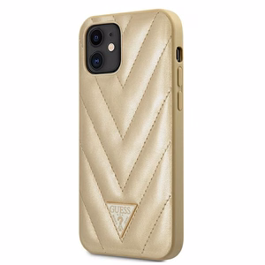 Guess GUHCP12SPUVQTMLBE iPhone 12 mini 5.4" zelta/zelta cietais apvalks V-Quilted kolekcija