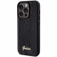 Guess Sequin Script Metal viedtālruņa apvalks iPhone 13 Pro Max - melns