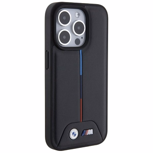 BMW stepēts trīskrāsu viedtālruņa apvalks iPhone 15 Pro - melns