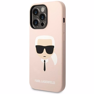 Karl Lagerfeld KLHCP14LSLKHLP iPhone 14 Pro 6.1 "cietais apvalks rozā/rozā Silikona Karla Galva