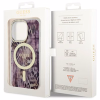 Guess GUHMP14XHLEOPWP iPhone 14 Pro Max 6.7" rozā cietais apvalks Leopard Magnētiskais