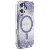 Guess HC Resin Bottom Glitter Magnētiskais viedtālruņa apvalks iPhone 16 - violeta