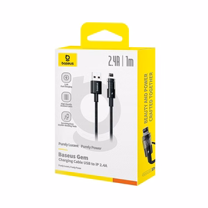 Baseus Gem USB-A uz Lightning 2.4A ātras uzlādes kabelis 1 m, melns