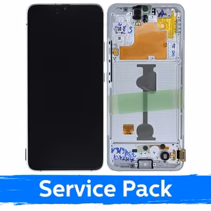 LCD displejs saderīgs ar Samsung A908 A90 5G 2019 balts ar rāmi (Service Pack)