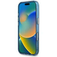 Guess IML Metal Glitter 4G Circle Triangle magnētiskais viedtālruņa apvalks iPhone 16 Pro Max - zils