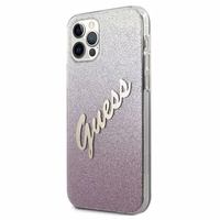 Guess GUHCP12LPCUGLSPI iPhone 12 Pro Max 6.7" rožais kietais vāciņš Glitter Gradient Script