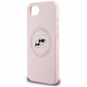 Karl Lagerfeld silikona Karl&Choupette galvu Magnētiskais viedtālruņa apvalks iPhone 16e - rozā