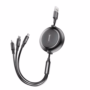 USB kabelis Baseus 3in1 melns 35cm / 120cm