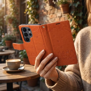 MEZZO Book Maciņš SAMSUNG S26 PLUS kaķi brūns