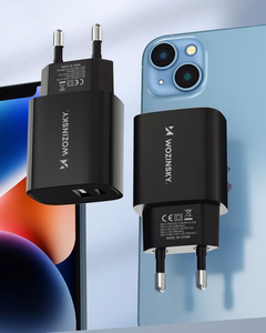 Wozinsky WGWCB USB-A USB-C 20W sienas lādētājs - melns