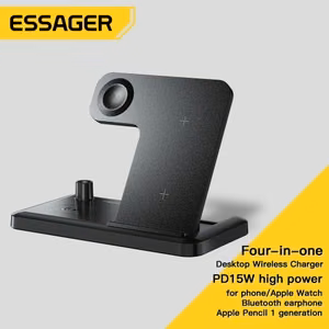 Bezvadu lādētājs Essager JG 4in1 melns 15W (iPhone / Apple Watch / Airpods / Pencil)
