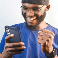 Carbon apvalks viedtālrunim Samsung Galaxy S23+ elastīgs silikona oglekļa apvalks zils