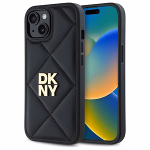 DKNY Quilted Stack Logo viedtālruņa apvalks iPhone 14 - melns