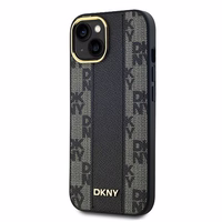 DKNY Ādas rūtainais magnētiskais apvalks iPhone 14/15/13 - melns
