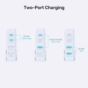 GaN tīkla lādētājs - Unitek P1228ABK01-EU | 70W 2x USB-C 2x USB-A