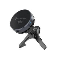 FORCELL F-GRIP Cool Mag magnētiskais automašīnas turētājs vējstiklam / gaisa ventilācijas režģim ar Cold Protect dzesēšanas tehnoloģiju un bezvadu uzlādi, savietojams ar MagSafe Qi2 15W lādētāju, melns