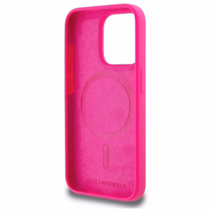 Karl Lagerfeld KLHMP15LSKHPPPLF iPhone 15 Pro 6.1" fuksijas/fuksijas cietais apvalks Silikona Karl galvas apdruka MagSafe