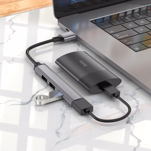 USB koncentrators Hoco HB26 4-in-1 adapteris USB-A uz 1xUSB3.0 + 3xUSB2.0, pelēks