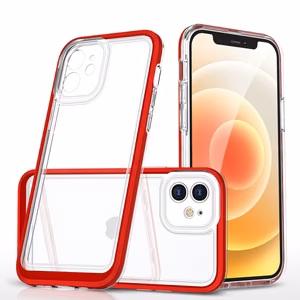  Skaidrs 3in1 vāciņš iPhone 12 ar sarkanā rāmis želejas pārklājums