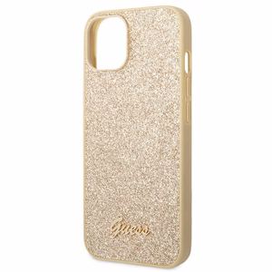 Guess Glitter Script viedtālruņa apvalks iPhone 14 Plus - zelta