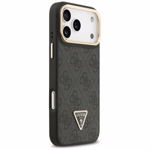 Guess 4G PU Triangle Logo & Stand Camera Magsafe чехол iPhone 17 Pro Max - черный