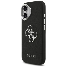 Guess Grained Big 4G Classic Logo viedtālruņa apvalks iPhone 17 - melns