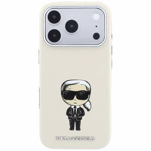 Karl Lagerfeld Smooth Ikonik Sketch MagSafe maciņš modelim iPhone 18 Pro / 17 Pro – bēšs