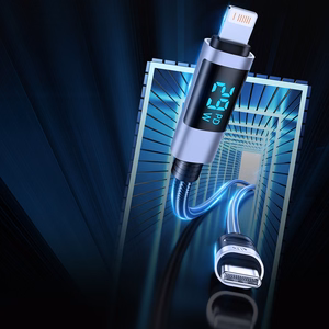 Orico LDC2L USB-C–Lightning PD, 29 W, 480 Mbps kabelis ar LED displeju, 2 m – melns