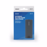 Savio M.2 SSD NVMe external drive enclosure, USB-C 3.1, AK-67, pelēks