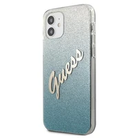 Guess GUHCP12SPCUGLSBL iPhone 12 mini 5.4" zils/zils cietais apvalks Glitter Gradient Script