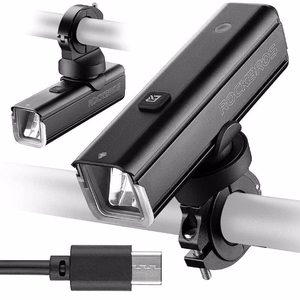 Rockbros 24610002001 priekšējais velosipēda lukturis 1000 lm + USB-C - USB-A kabelis - melns