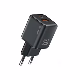USAMS Tīkla lādētājs 1xUSB+1xUSB-C PD30W 3A (tikai galviņa) PD3.0 Fast Charging melns X-ron Series CC189TC01 (US-CC189)