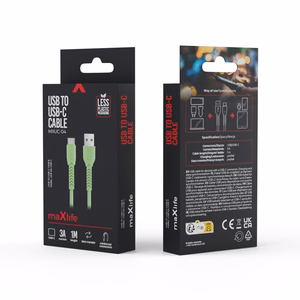 Maxlife MXUC-04 kabelis USB - USB-C 1,0 m 3A zaļš